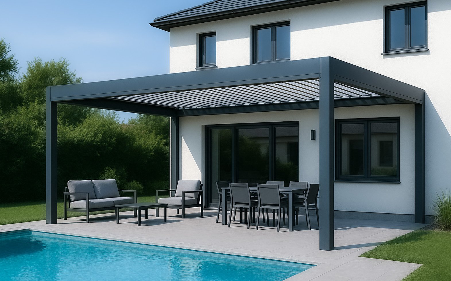 Pergola, pergola bioclimatique, moderne, sur mesure, aluminium
