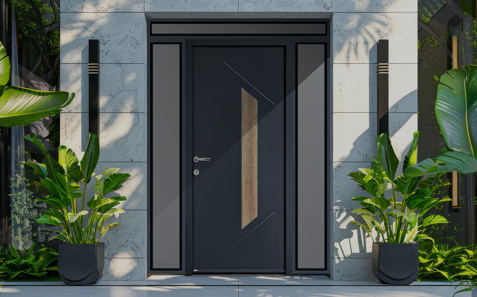 Porte d'entrée, aluminium, bois, PVC, acier